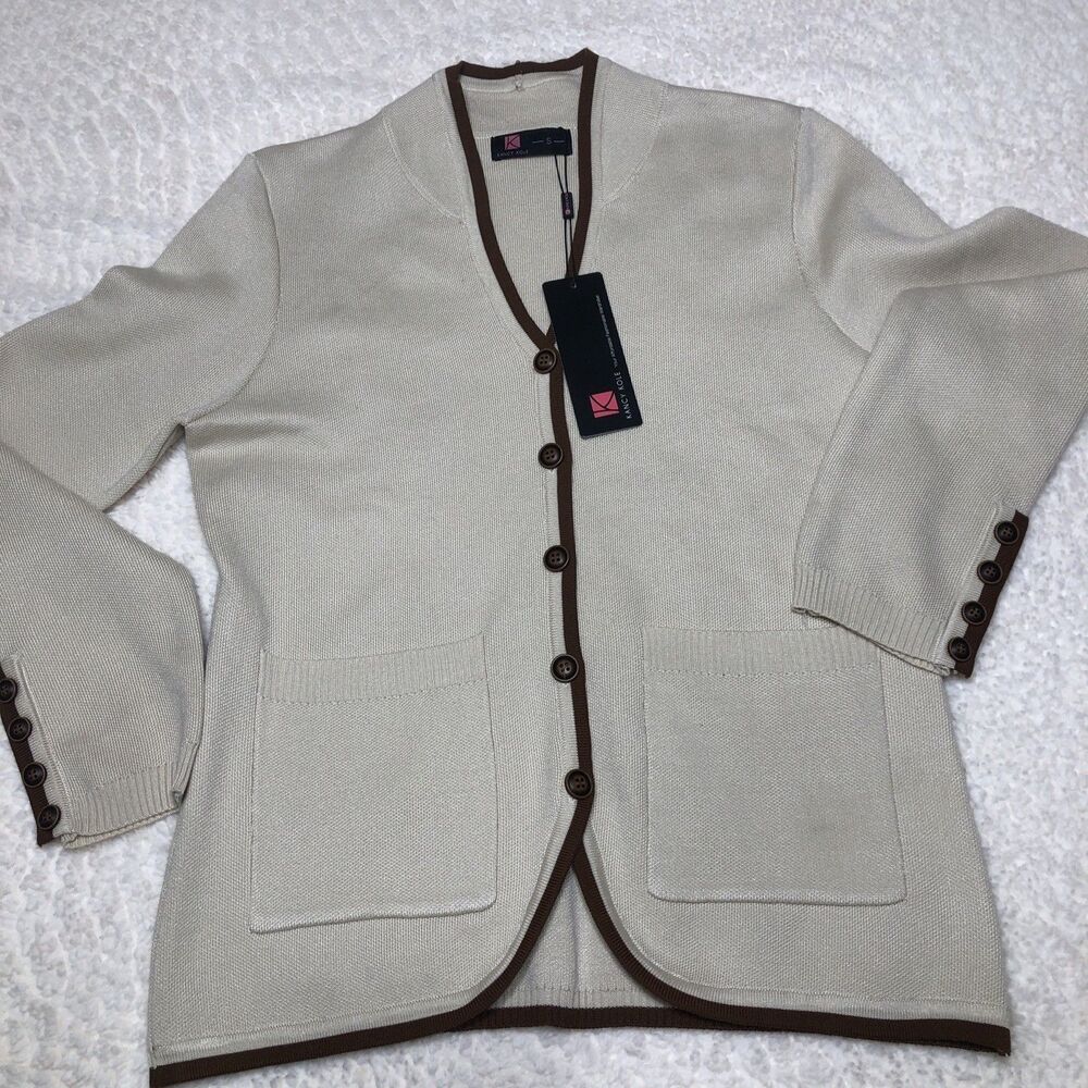 Kancy Kole Sweater Blazer Size Small Taupe Button Down Career Casual NWT
